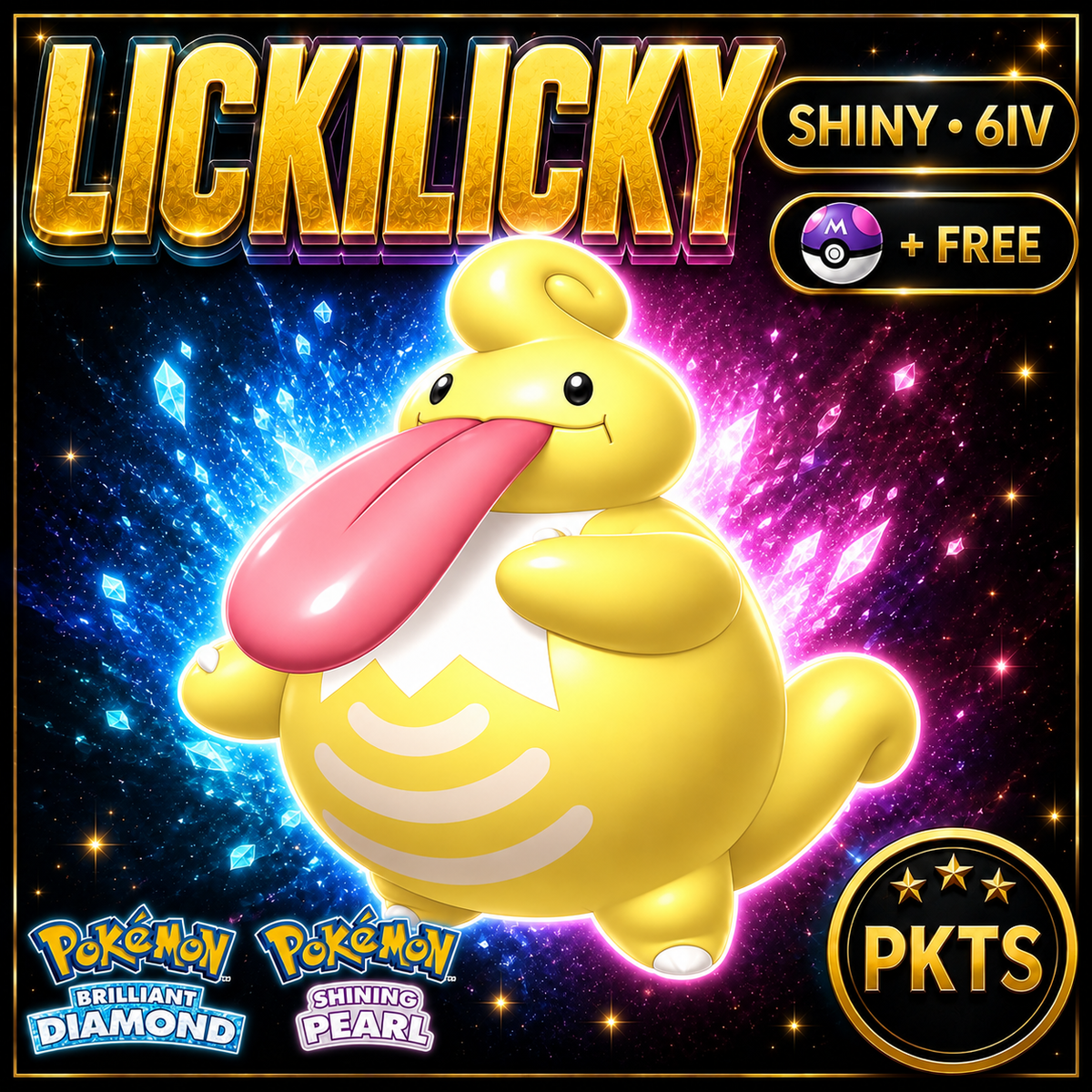 Shiny Lickilicky for Pokémon Brilliant Diamond & Shining Pearl (BDSP), 6IV, PKTS.