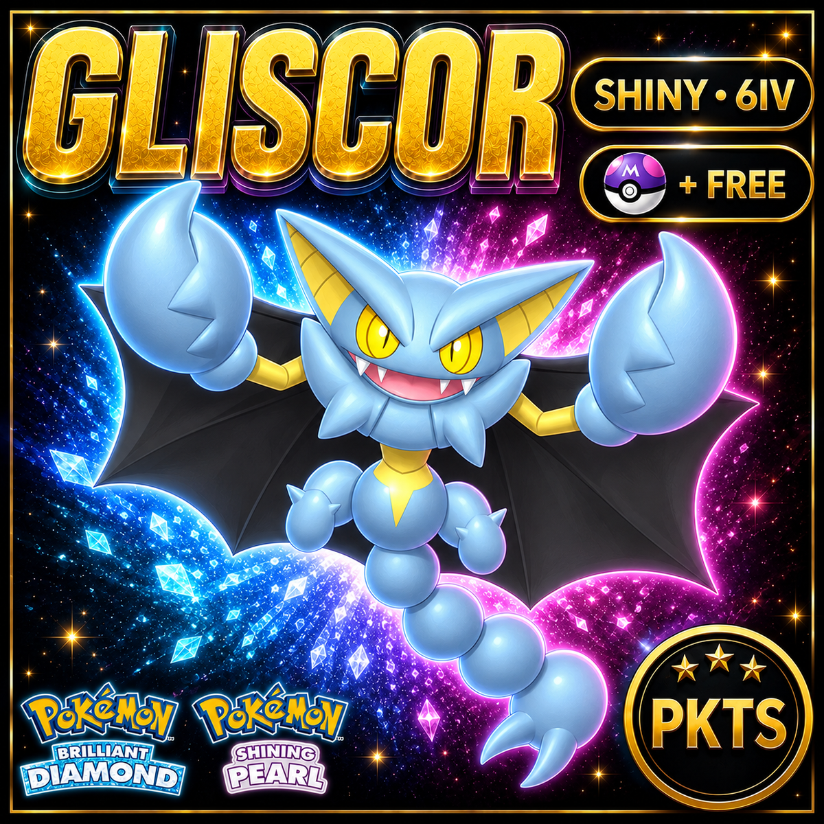 Shiny Gliscor for Pokémon Brilliant Diamond & Shining Pearl (BDSP), 6IV, PKTS.