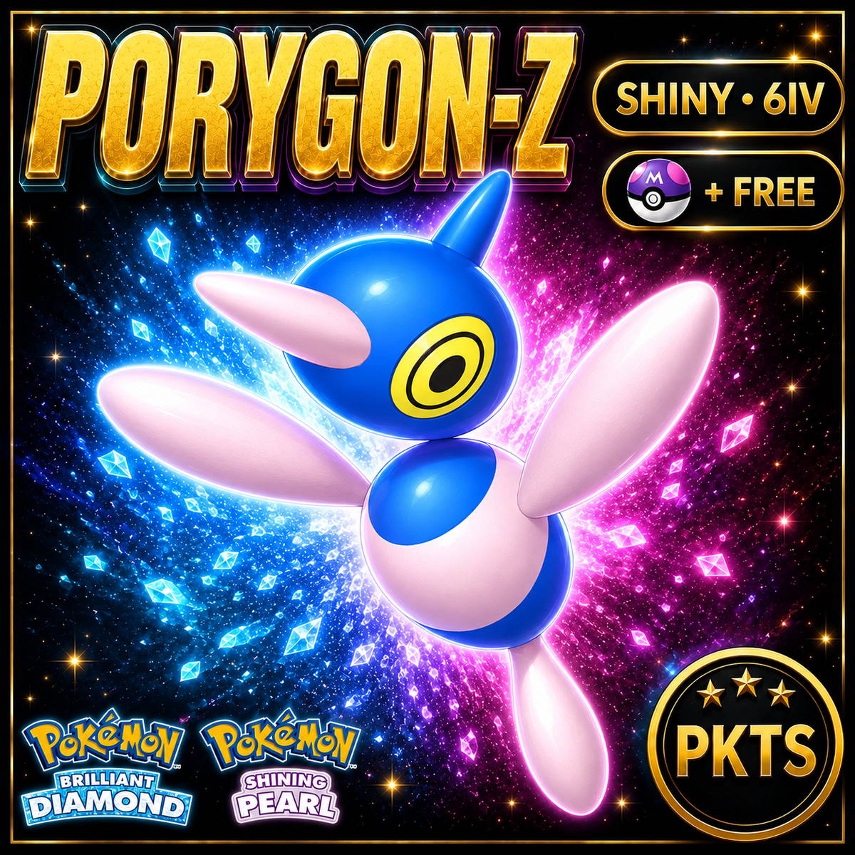 Shiny Porygon-Z for Pokémon Brilliant Diamond & Shining Pearl (BDSP), 6IV, PKTS.