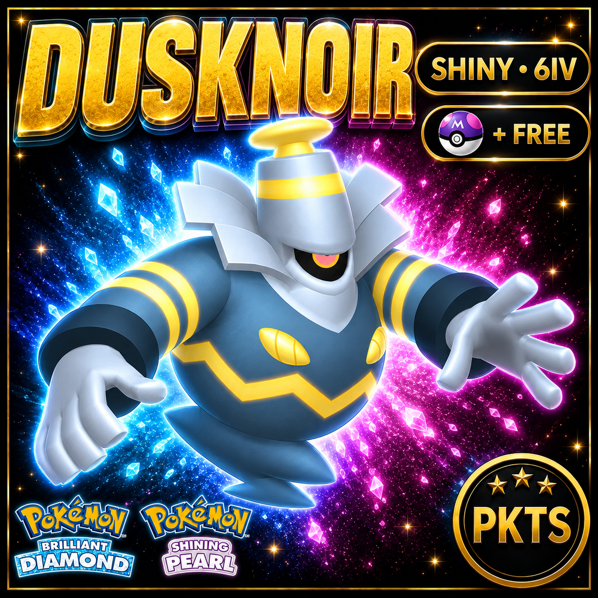 Shiny Dusknoir for Pokémon Brilliant Diamond & Shining Pearl (BDSP), 6IV, PKTS.