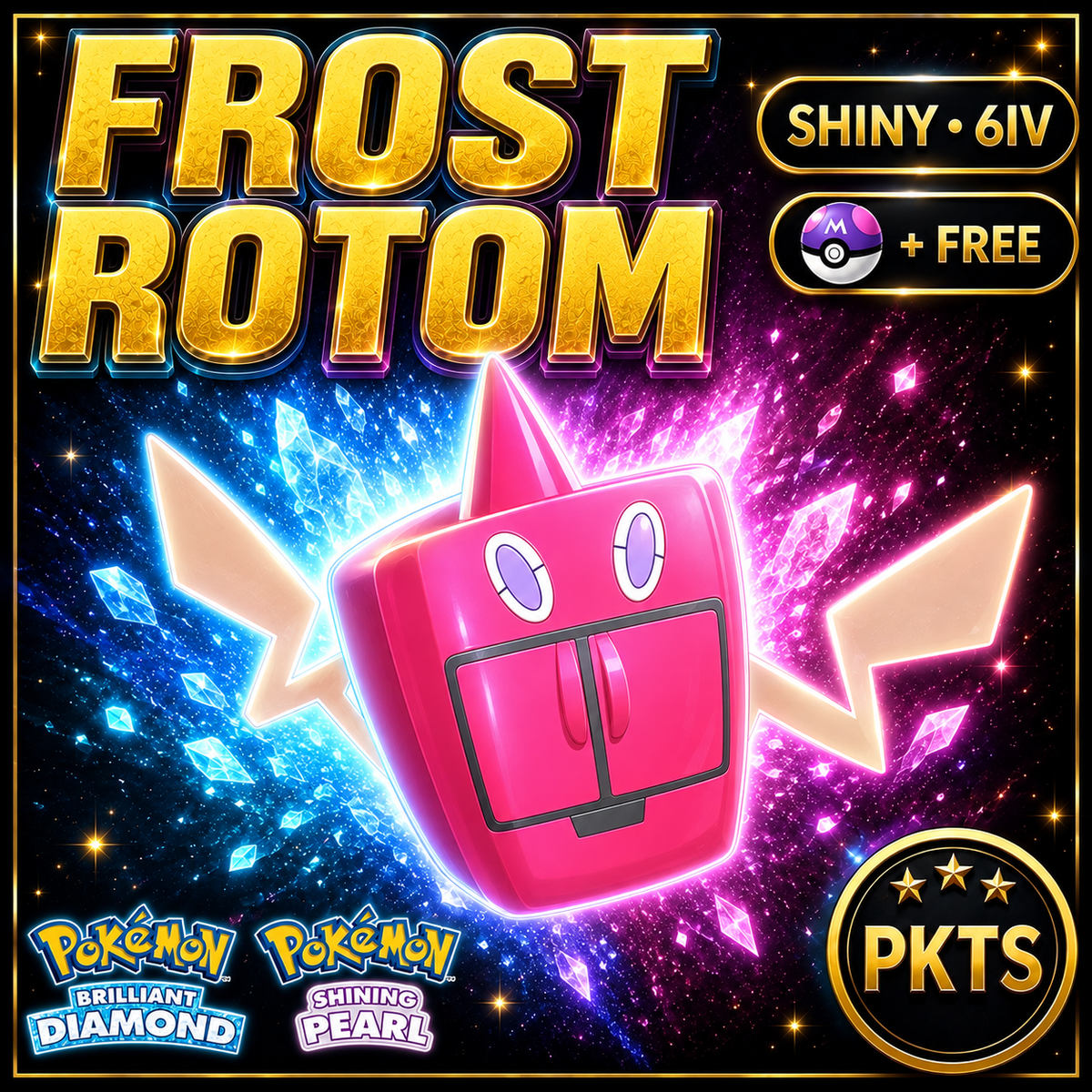 Shiny Rotom Frost for Pokémon Brilliant Diamond & Shining Pearl (BDSP), 6IV, PKTS.