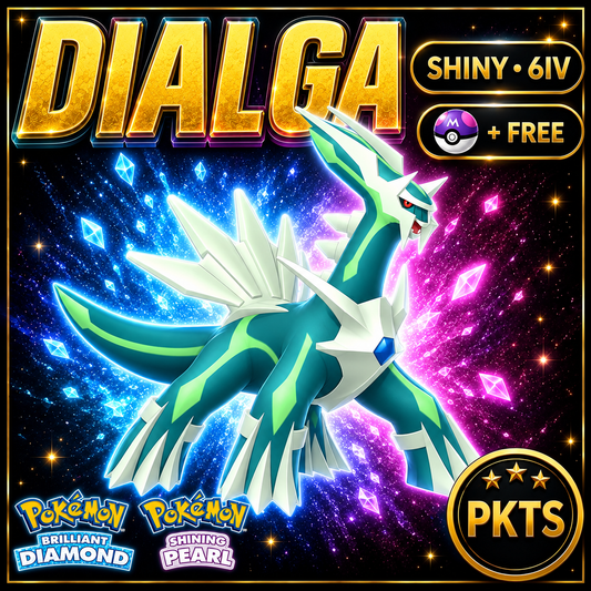 Shiny Dialga for Pokémon Brilliant Diamond & Shining Pearl (BDSP), 6IV, PKTS.