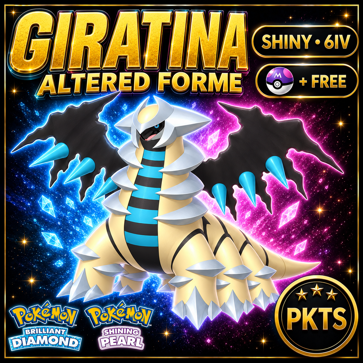 Shiny Giratina Altered Forme for Pokémon Brilliant Diamond & Shining Pearl (BDSP), 6IV, PKTS.