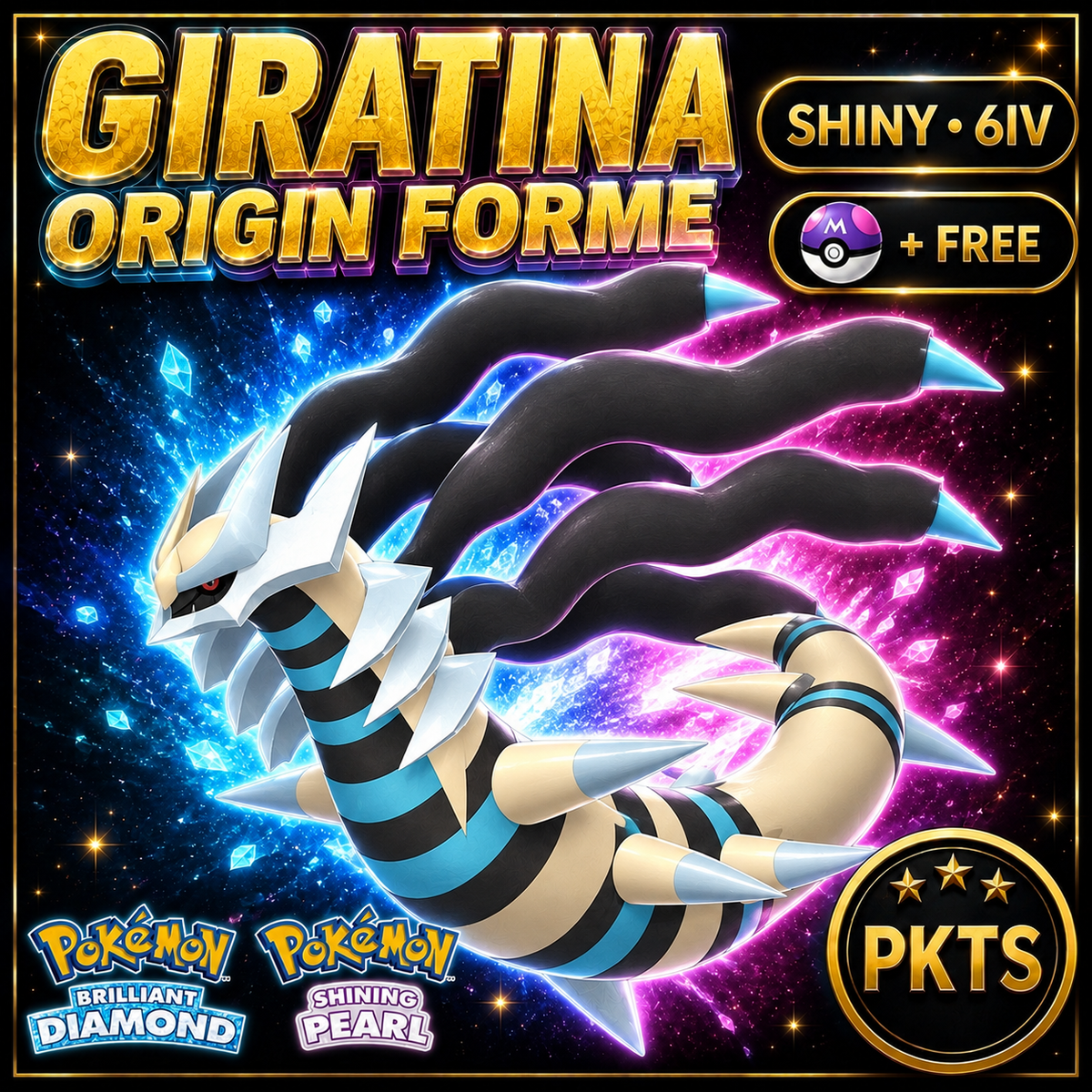Shiny Giratina Origin Forme for Pokémon Brilliant Diamond & Shining Pearl (BDSP), 6IV, PKTS.