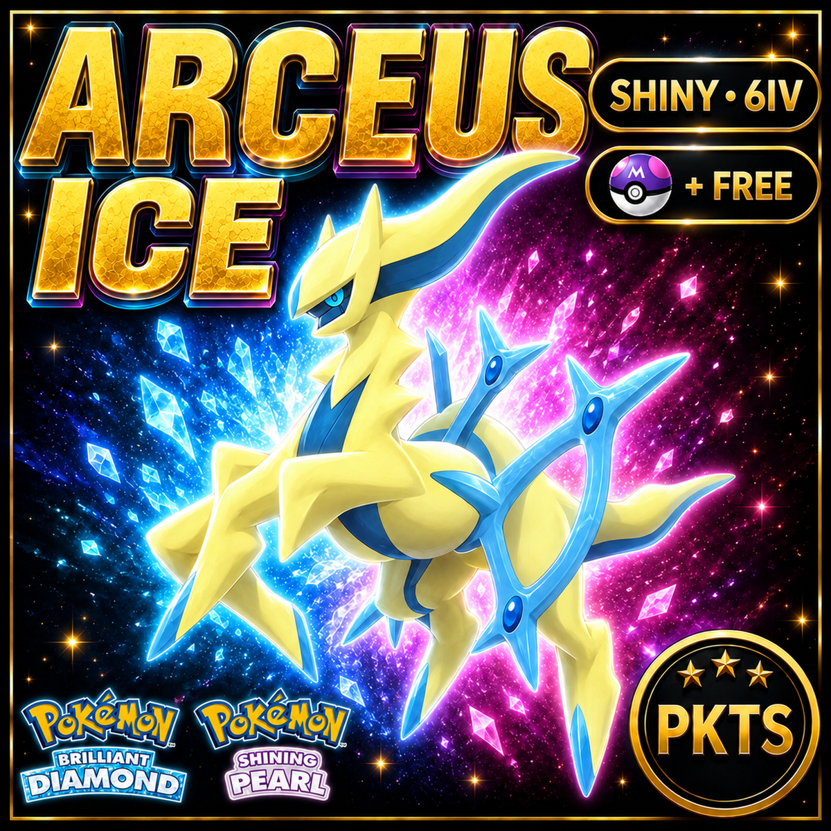 Shiny Arceus Ice for Pokémon Brilliant Diamond & Shining Pearl (BDSP), 6IV, PKTS.