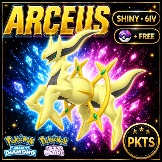 Shiny Arceus for Pokémon Brilliant Diamond & Shining Pearl (BDSP), 6IV, PKTS.