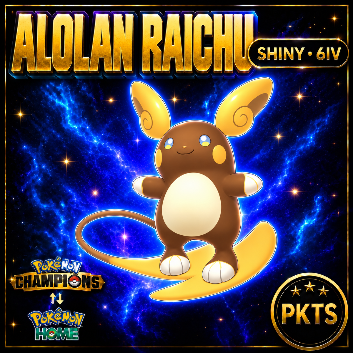 Shiny Alolan Raichu Pokémon Champions 6IV Competitive Battle Ready - Image 1