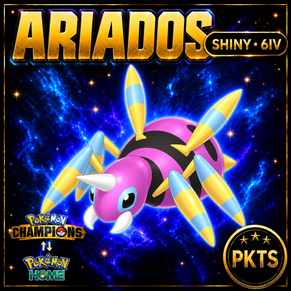 Shiny Ariados Pokémon Champions 6IV Competitive Battle Ready - Image 1