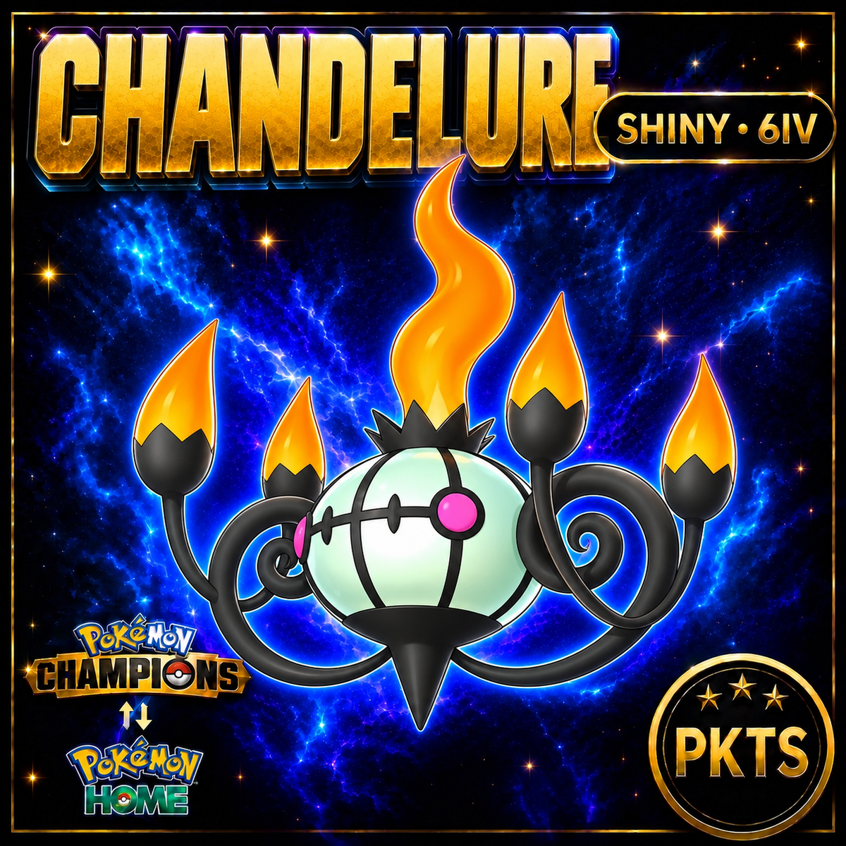Shiny Chandelure Pokémon Champions 6IV Competitive Battle Ready - Image 1