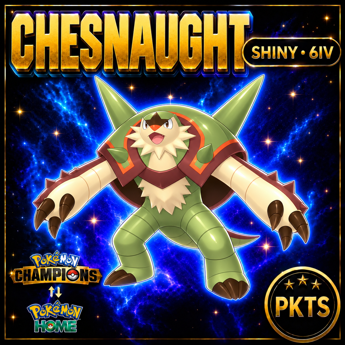 Shiny Chesnaught Pokémon Champions 6IV Competitive Battle Ready - Image 1