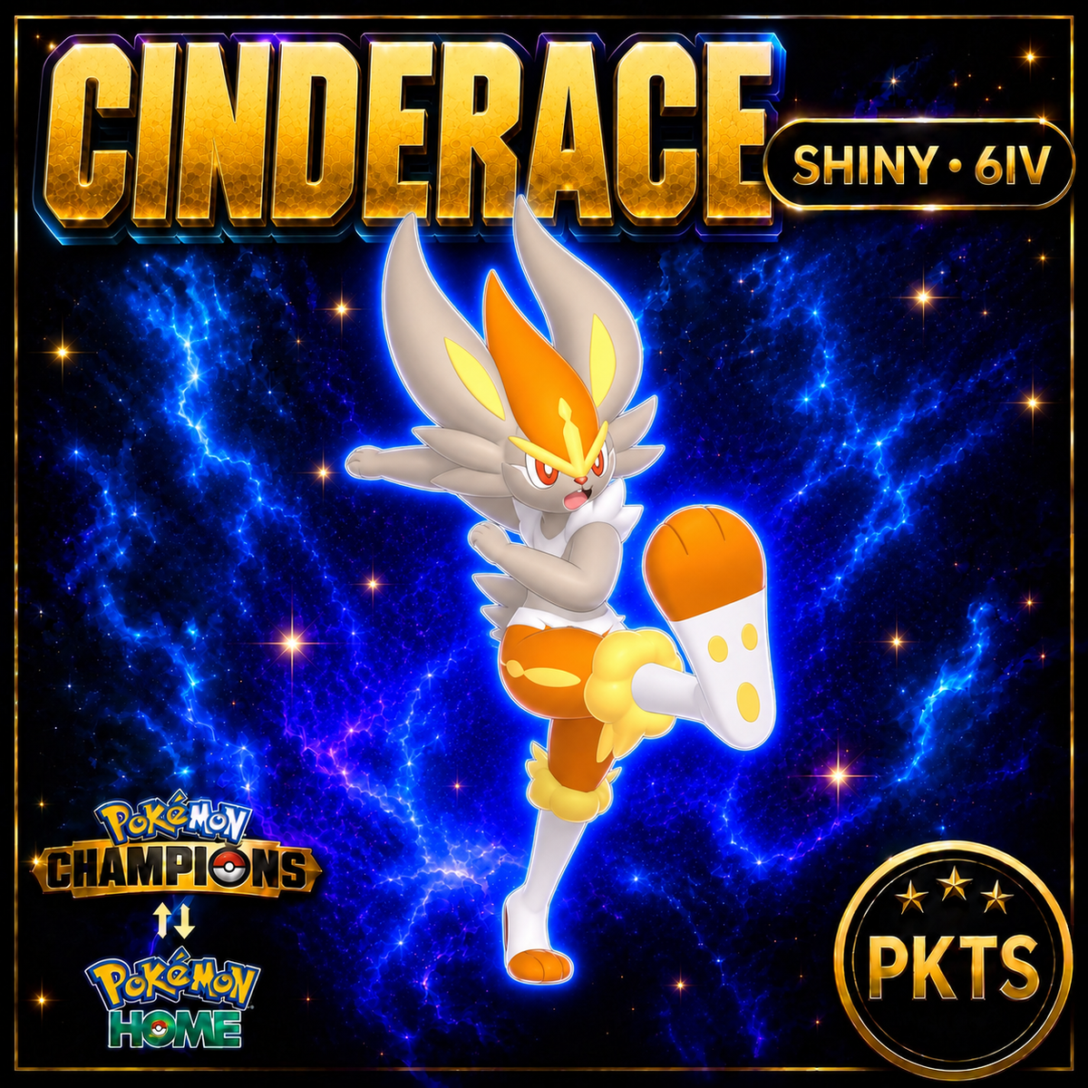 Shiny Cinderace Pokémon Champions 6IV Competitive Battle Ready - Image 1
