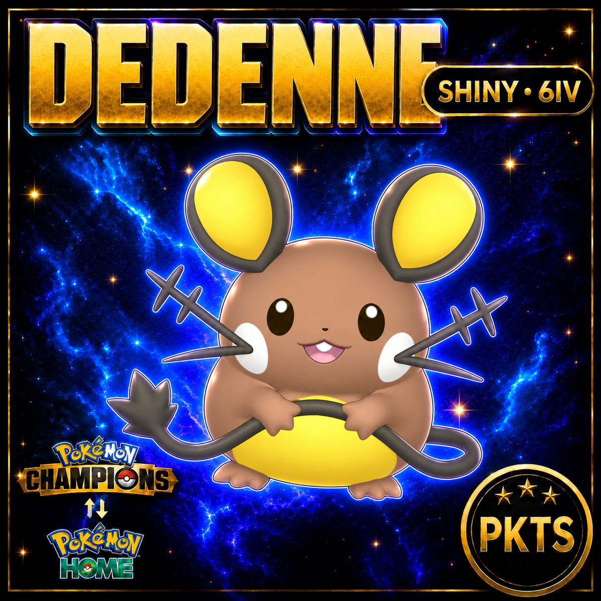 Shiny Dedenne Pokémon Champions 6IV Competitive Battle Ready - Image 1