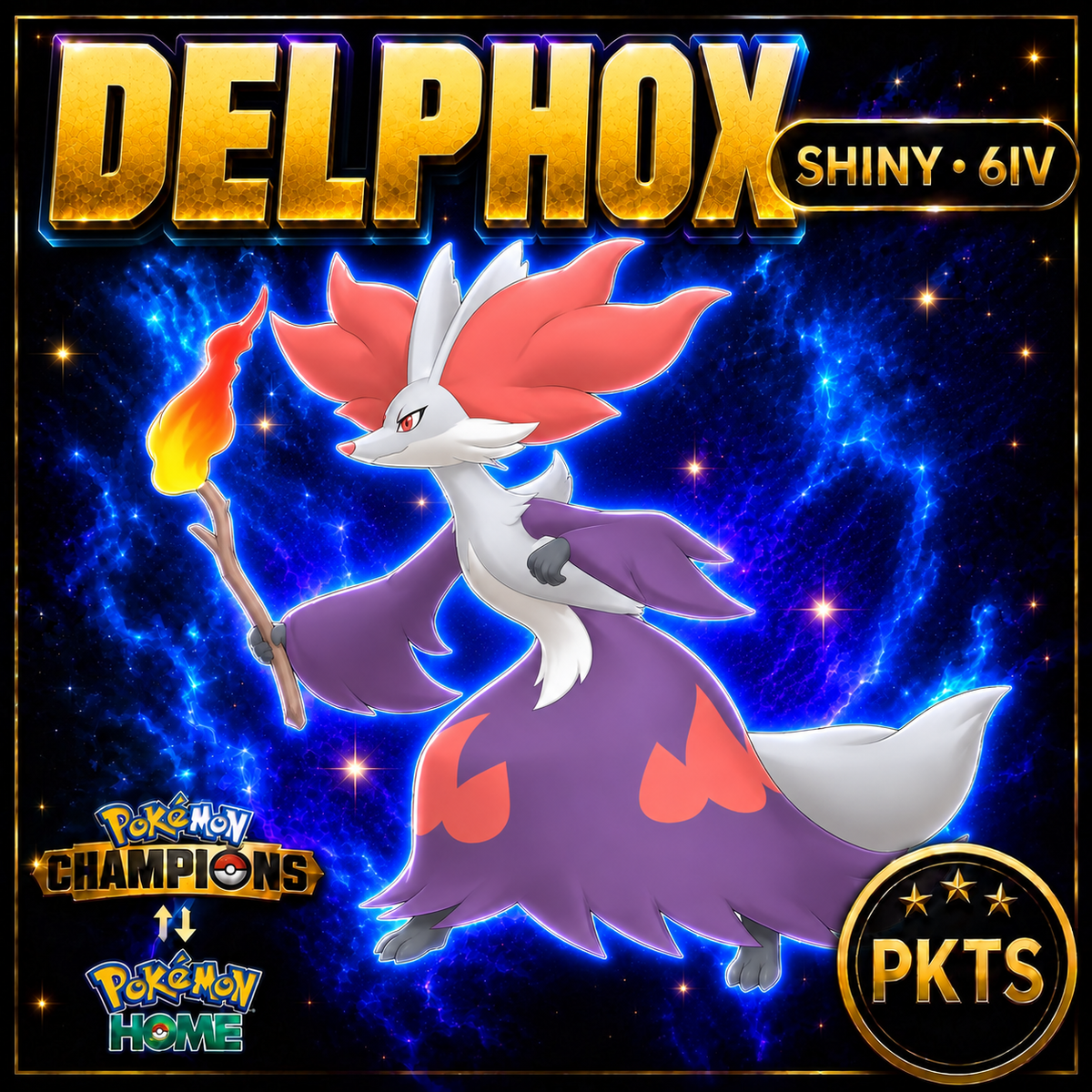 Shiny Delphox Pokémon Champions 6IV Competitive Battle Ready - Image 1