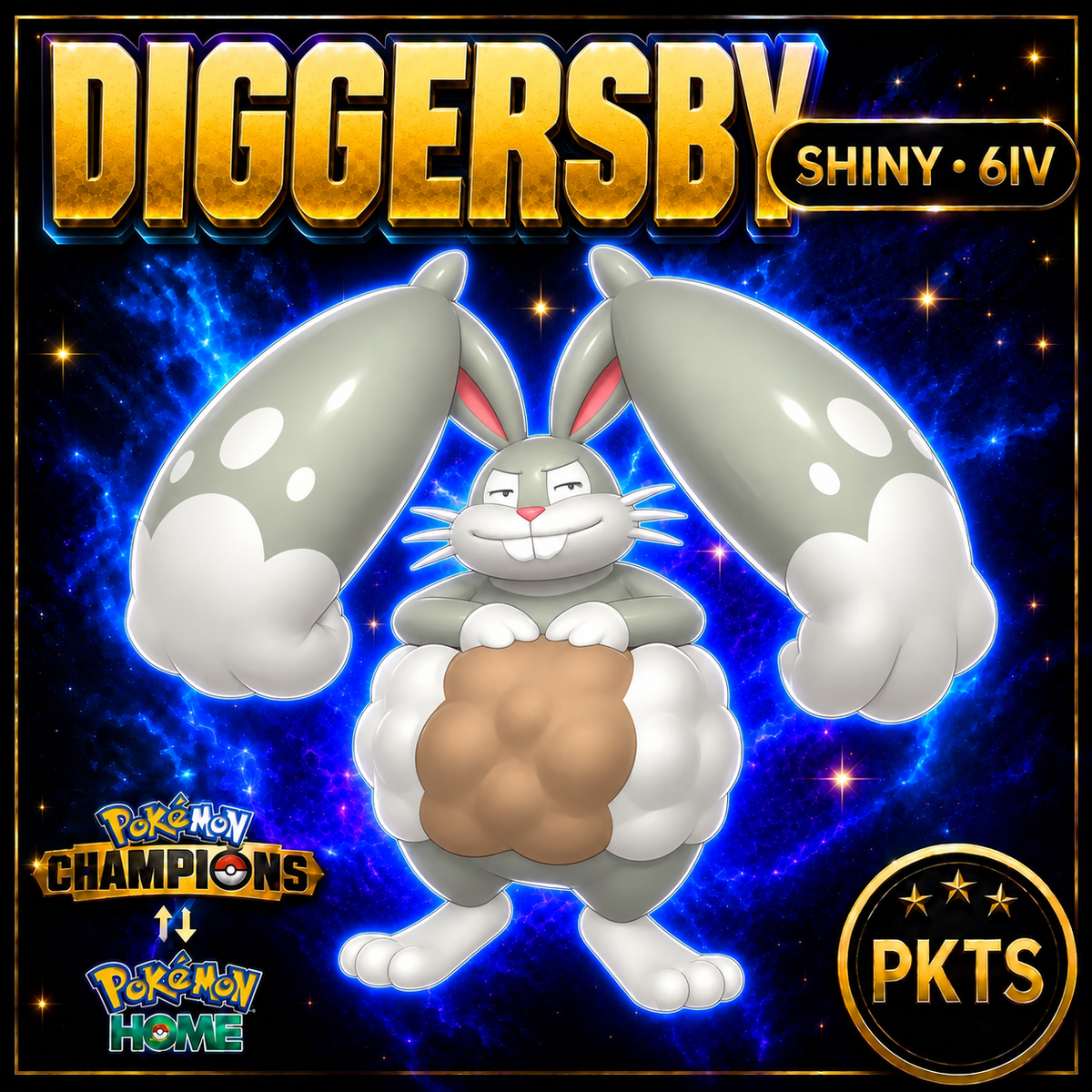 Shiny Diggersby Pokémon Champions 6IV Competitive Battle Ready - Image 1
