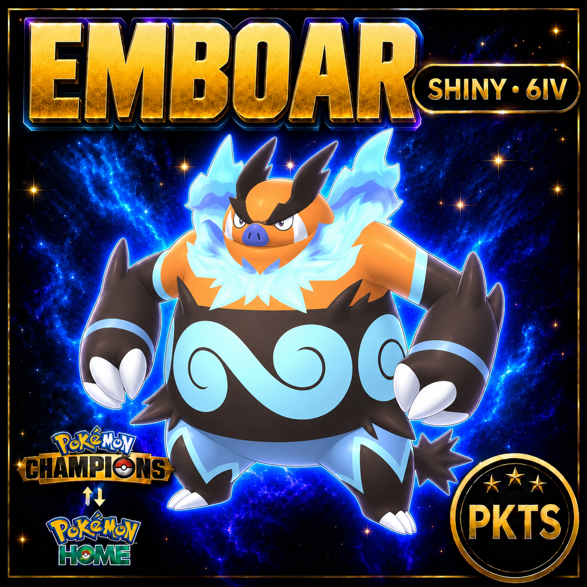 Shiny Emboar Pokémon Champions 6IV Competitive Battle Ready - Image 1