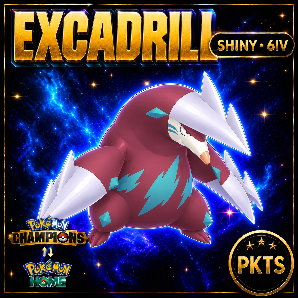Shiny Excadrill Pokémon Champions 6IV Competitive Battle Ready - Image 1