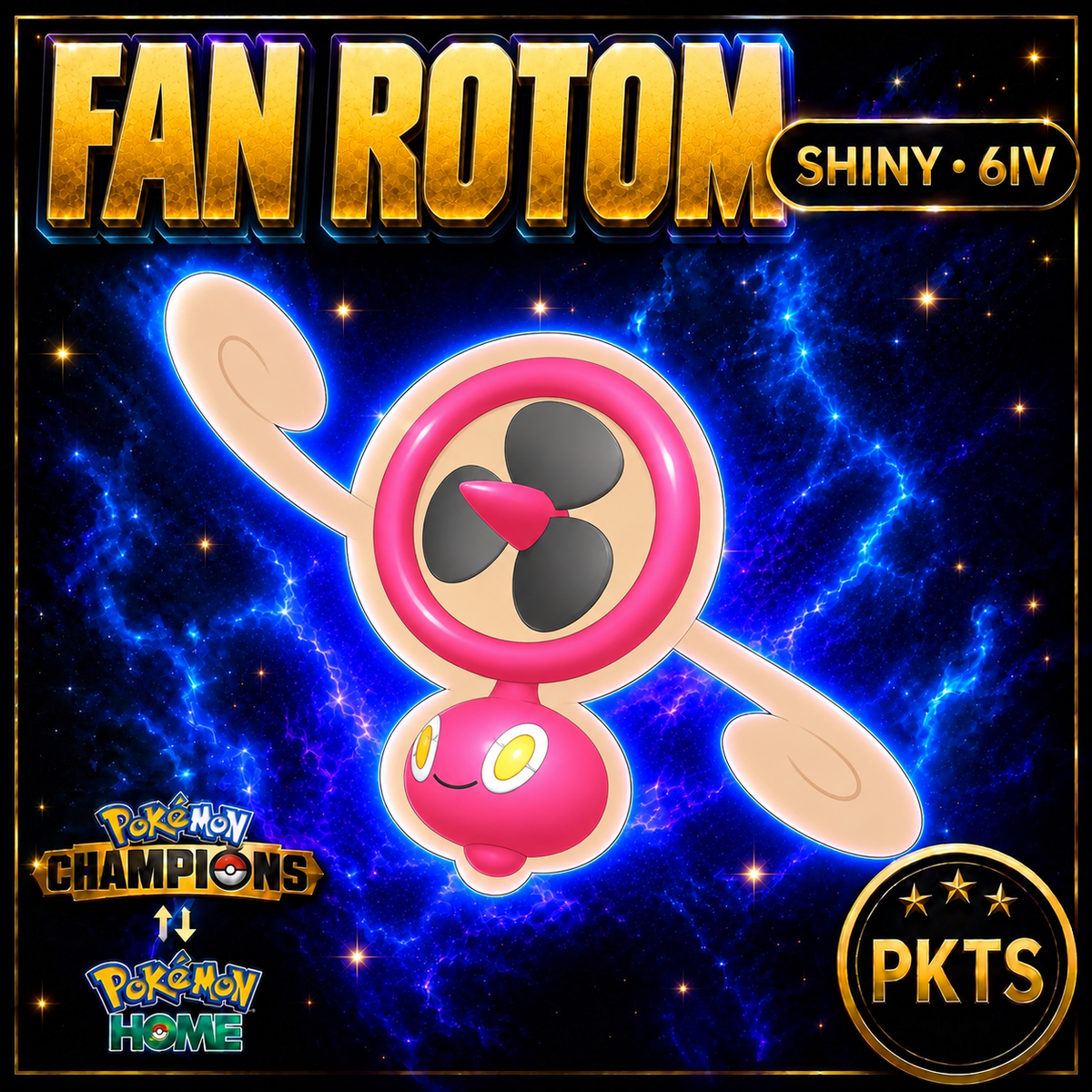 Shiny Fan Rotom Pokémon Champions 6IV Competitive Battle Ready - Image 1