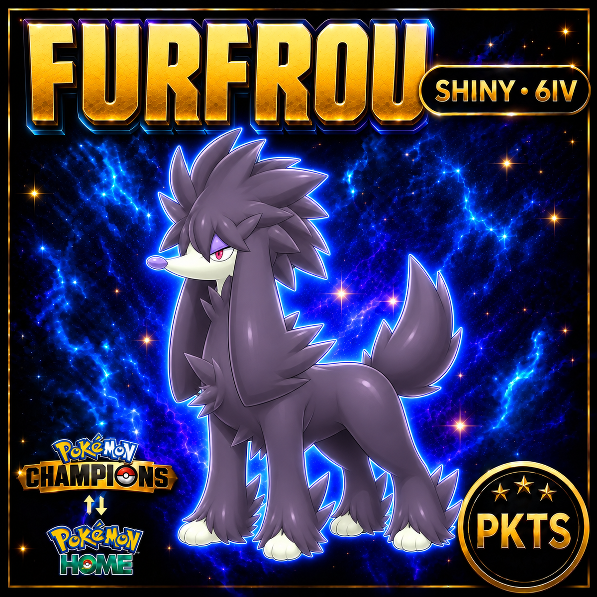 Shiny Furfrou Pokémon Champions 6IV Competitive Battle Ready - Image 1