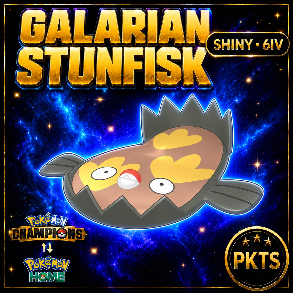 Shiny Galarian Stunfisk Pokémon Champions 6IV Competitive Battle Ready - Image 1