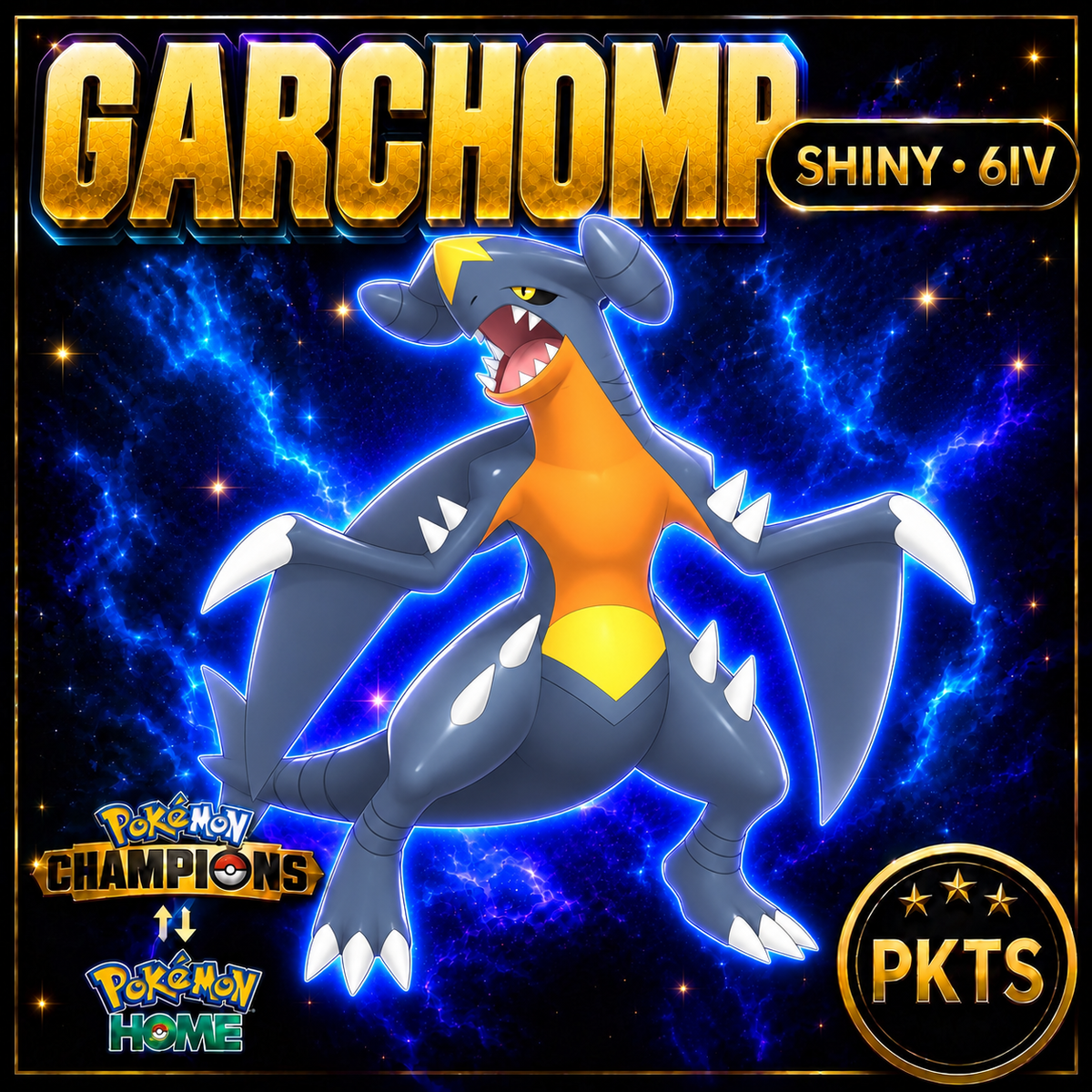 Shiny Garchomp Pokémon Champions 6IV Competitive Battle Ready - Image 1
