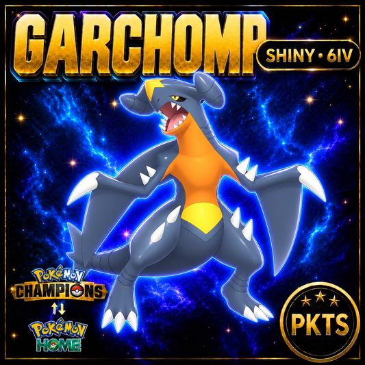 Shiny Garchomp Pokémon Champions 6IV Competitive Battle Ready - Image 1