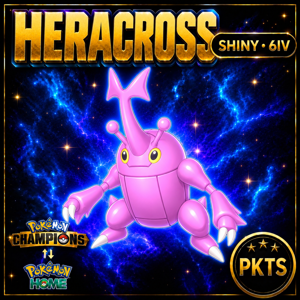 Shiny Heracross Pokémon Champions 6IV Competitive Battle Ready - Image 1