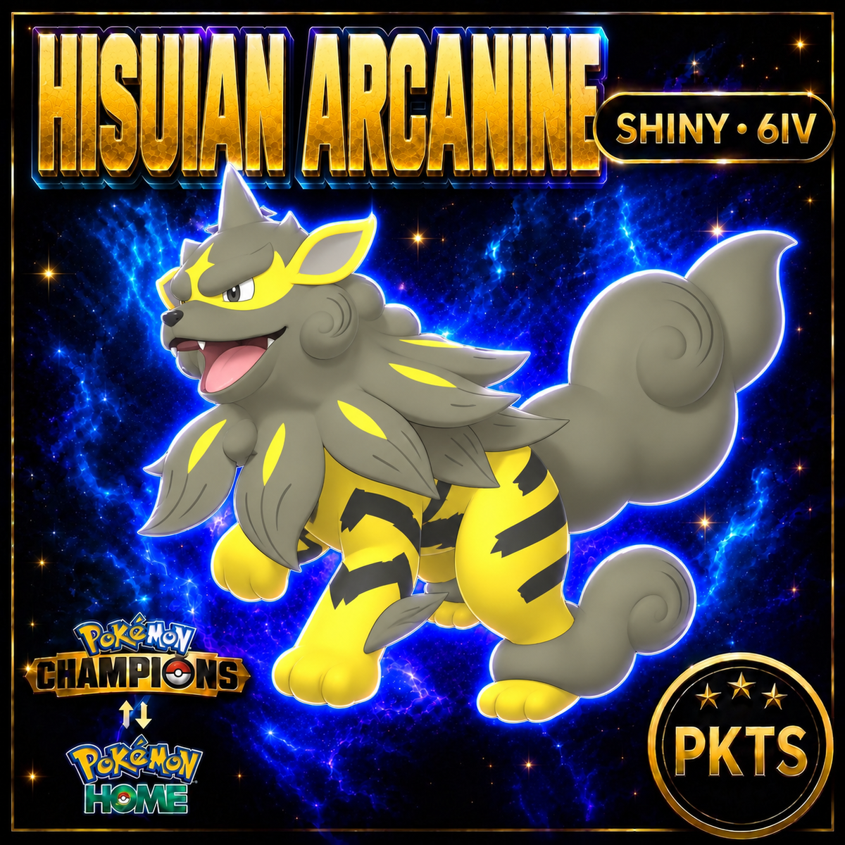Shiny Hisuian Arcanine Pokémon Champions 6IV Competitive Battle Ready - Image 1