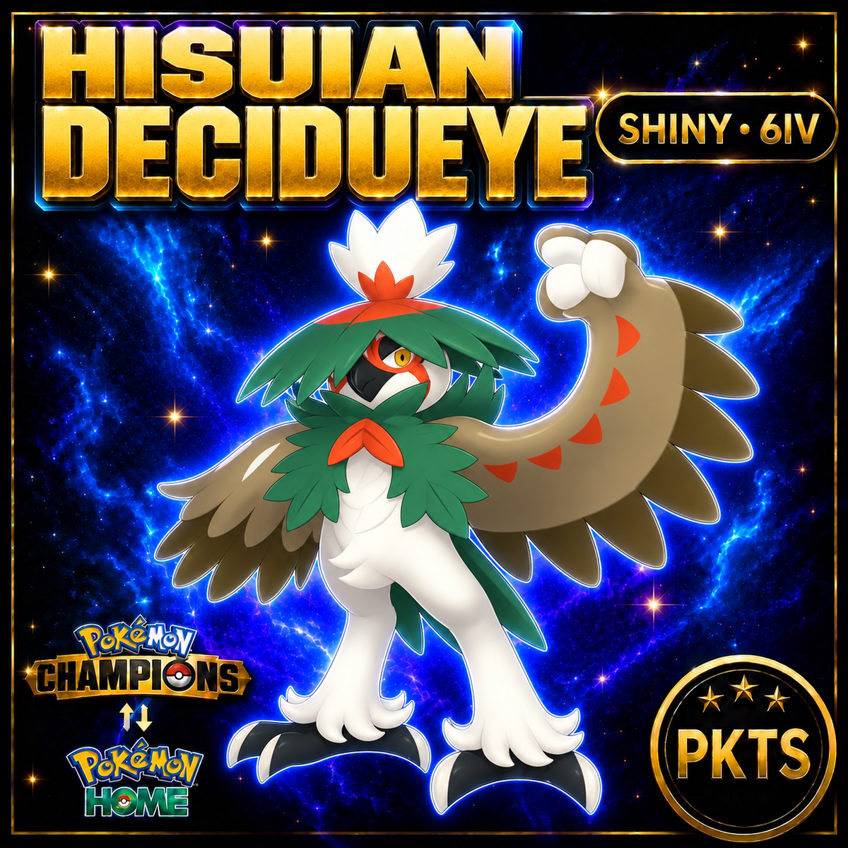 Shiny Hisuian Decidueye Pokémon Champions 6IV Competitive Battle Ready - Image 1