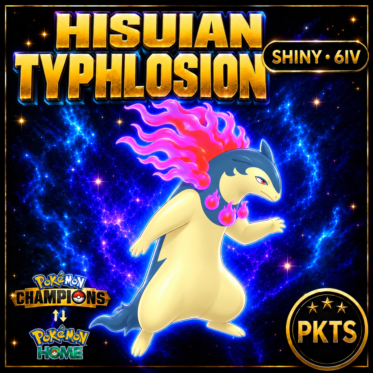 Shiny Hisuian Typhlosion Pokémon Champions 6IV Competitive Battle Ready - Image 1
