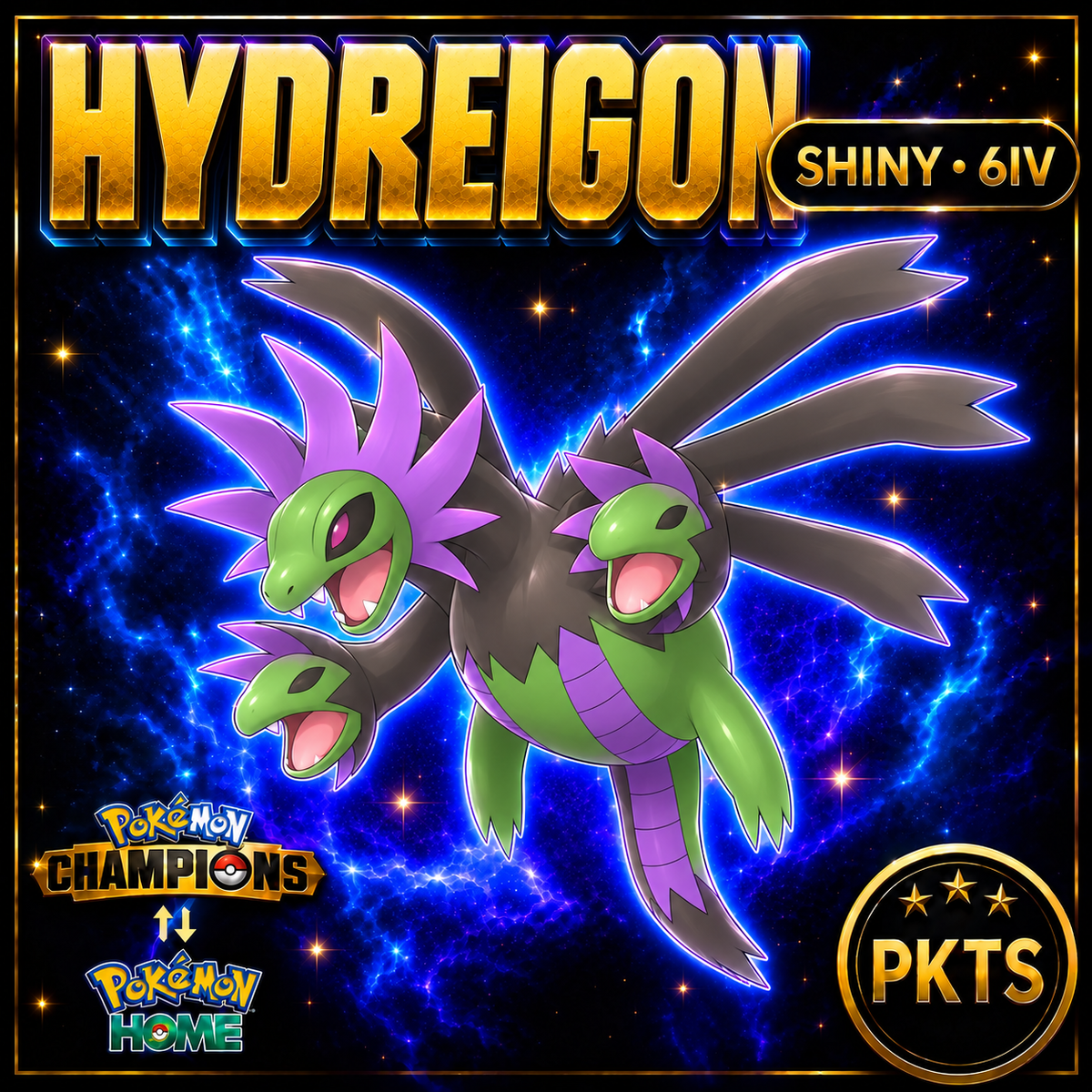 Shiny Hydreigon Pokémon Champions 6IV Competitive Battle Ready - Image 1