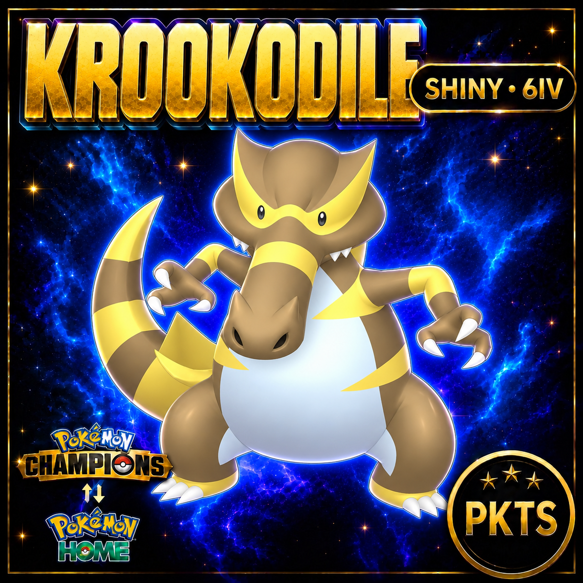 Shiny Krookodile Pokémon Champions 6IV Competitive Battle Ready - Image 1