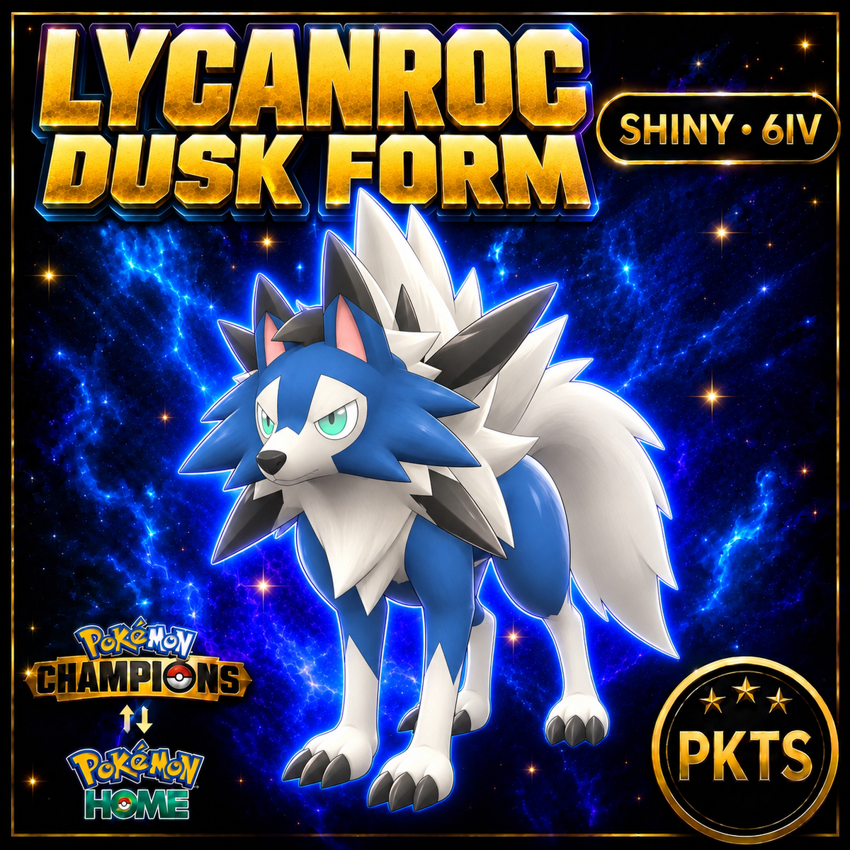 Shiny Lycanroc Dusk Form Pokémon Champions 6IV Competitive Battle Ready - Image 1