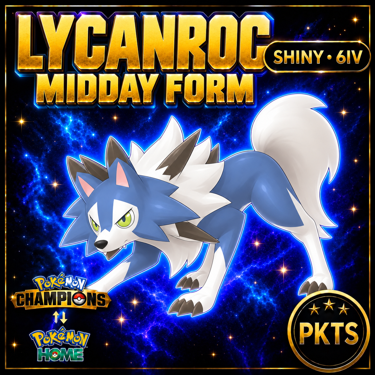 Shiny Lycanroc Midday Form Pokémon Champions 6IV Competitive Battle Ready - Image 1