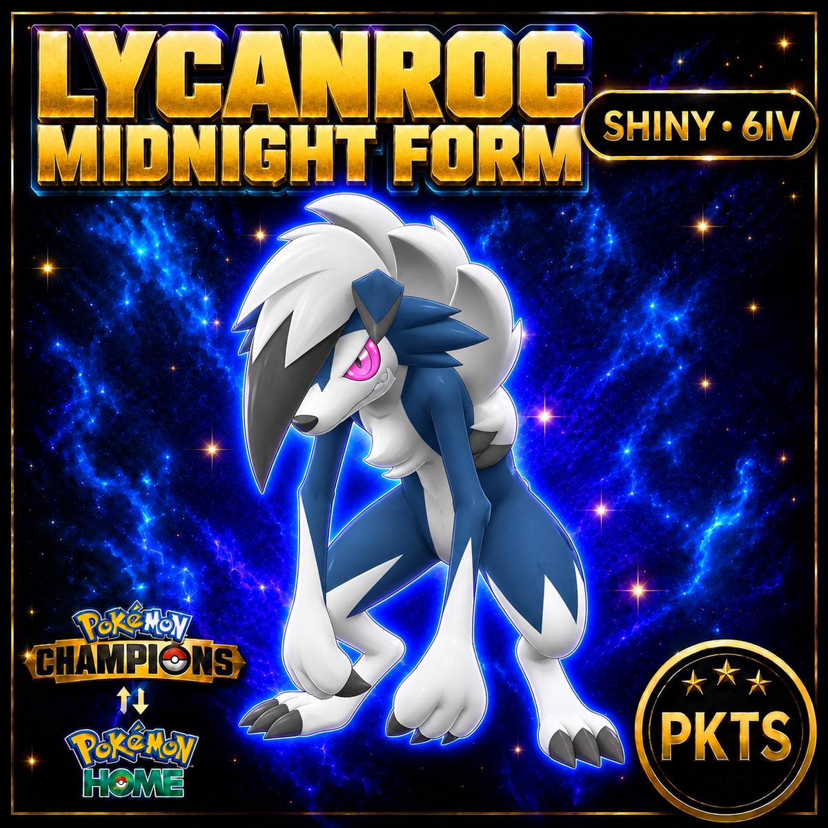 Shiny Lycanroc Midnight Form Pokémon Champions 6IV Competitive Battle Ready - Image 1