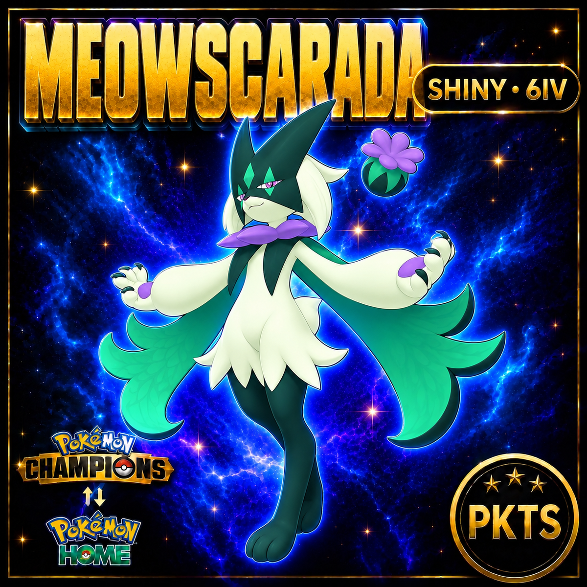 Shiny Meowscarada Pokémon Champions 6IV Competitive Battle Ready - Image 1