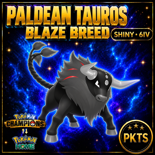 Shiny Paldean Tauros Blaze Breed Pokémon Champions 6IV Competitive Battle Ready - Image 1