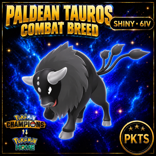Shiny Paldean Tauros Combat Breed Pokémon Champions 6IV Competitive Battle Ready - Image 1