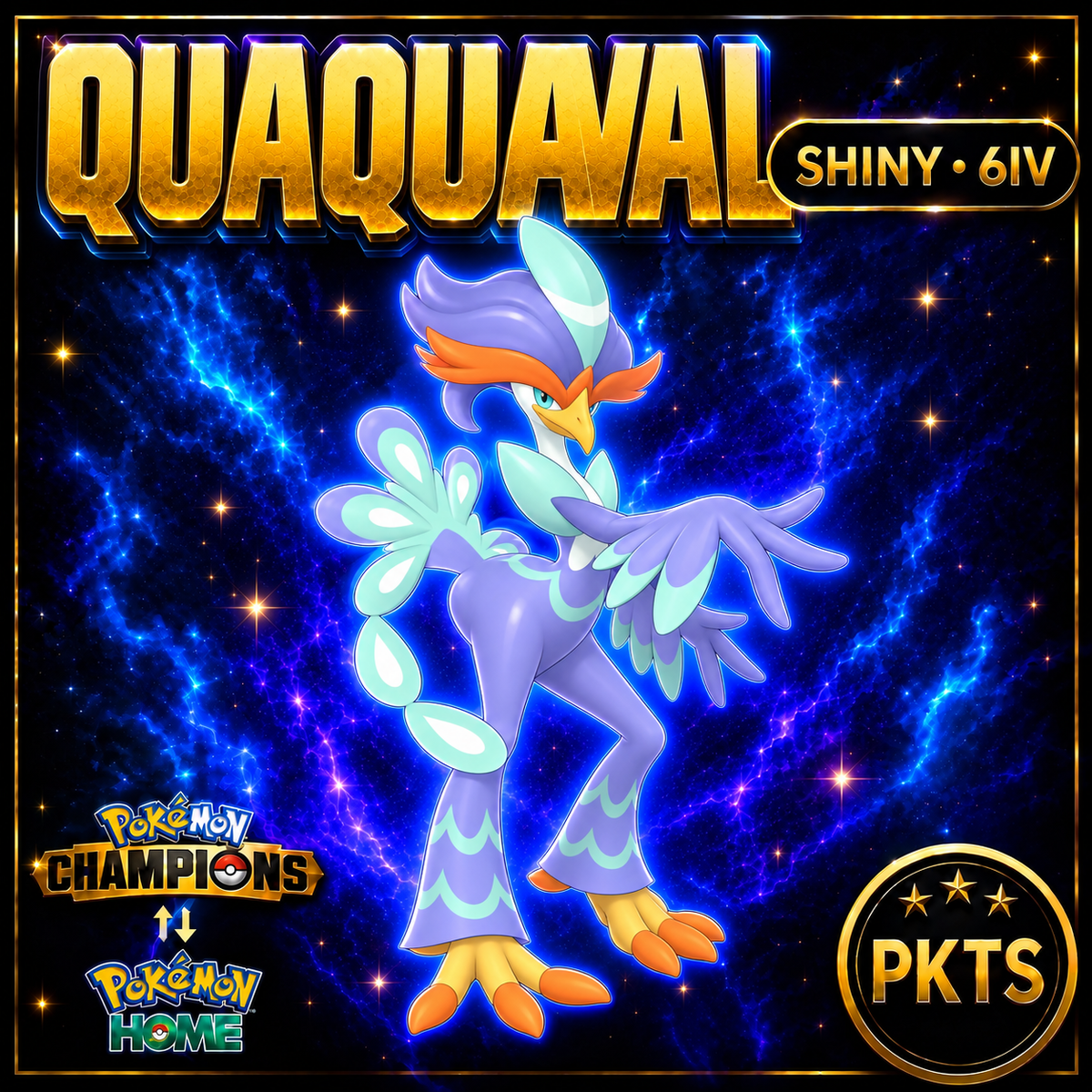 Shiny Quaquaval Pokémon Champions 6IV Competitive Battle Ready - Image 1