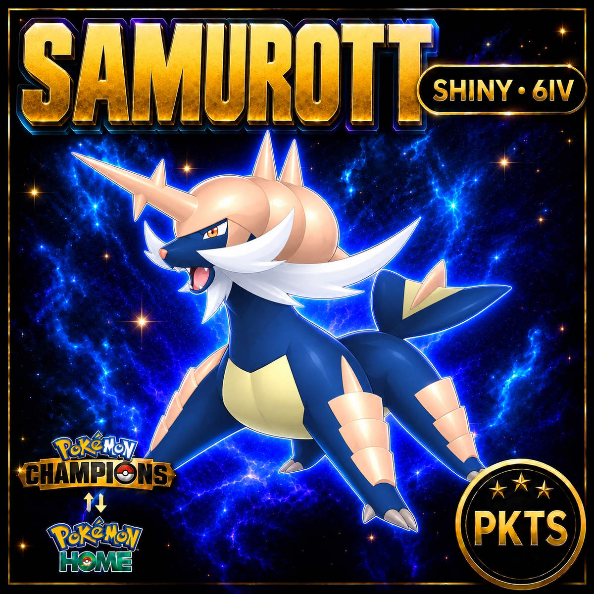 Shiny Samurott Pokémon Champions 6IV Competitive Battle Ready - Image 1