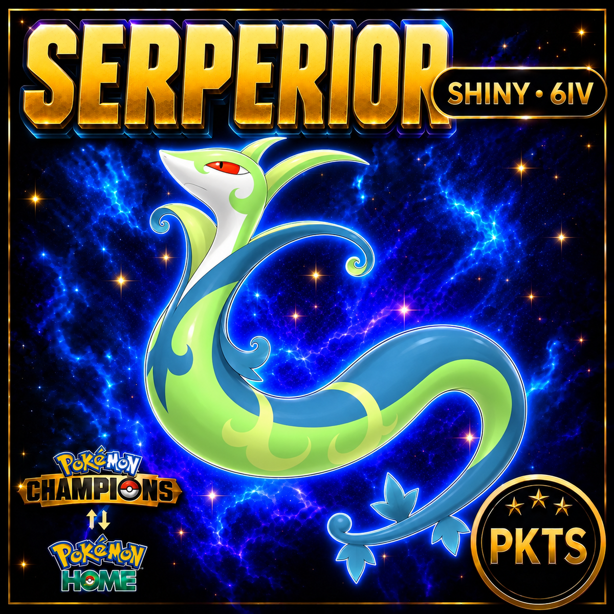 Shiny Serperior Pokémon Champions 6IV Competitive Battle Ready - Image 1