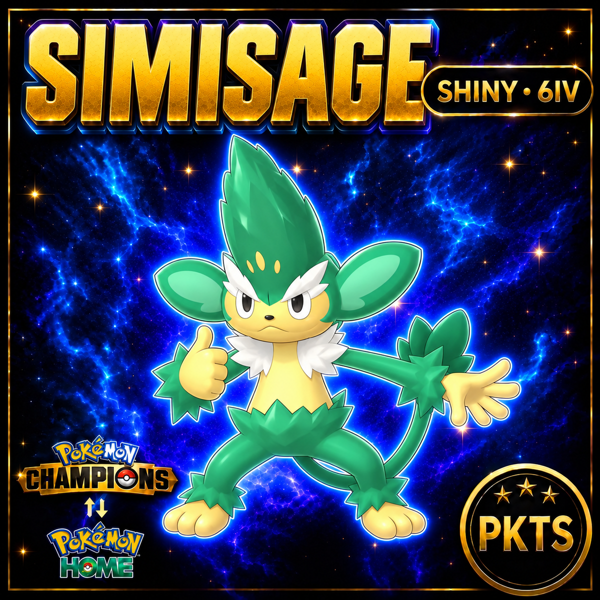 Shiny Simisage Pokémon Champions 6IV Competitive Battle Ready - Image 1
