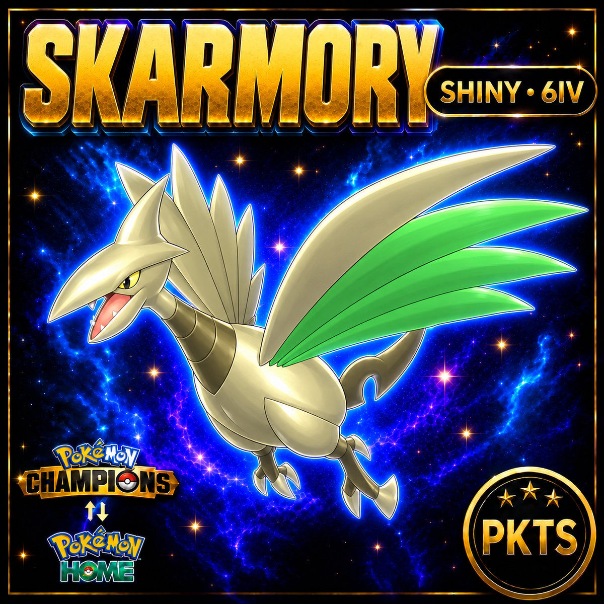 Shiny Skarmory Pokémon Champions 6IV Competitive Battle Ready - Image 1