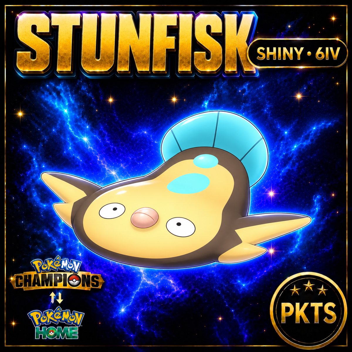 Shiny Stunfisk Pokémon Champions 6IV Competitive Battle Ready - Image 1