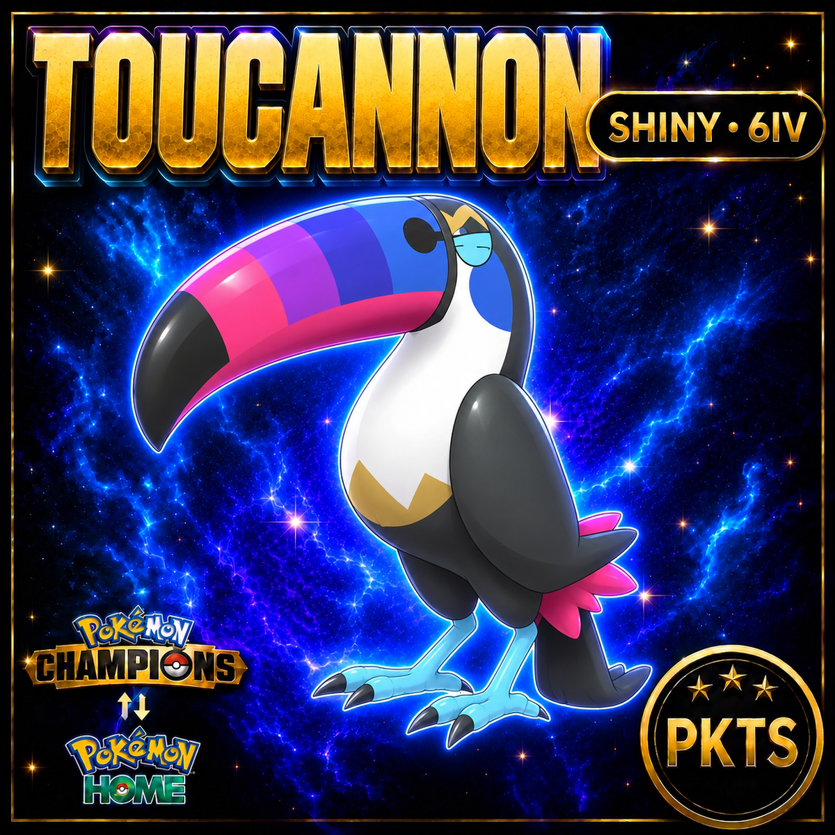 Shiny Toucannon Pokémon Champions 6IV Competitive Battle Ready - Image 1