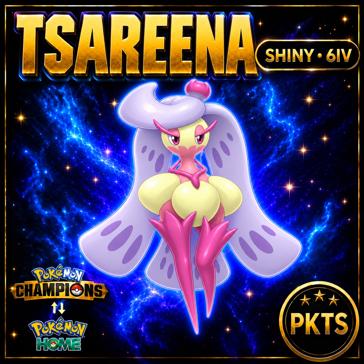 Shiny Tsareena Pokémon Champions 6IV Competitive Battle Ready - Image 1