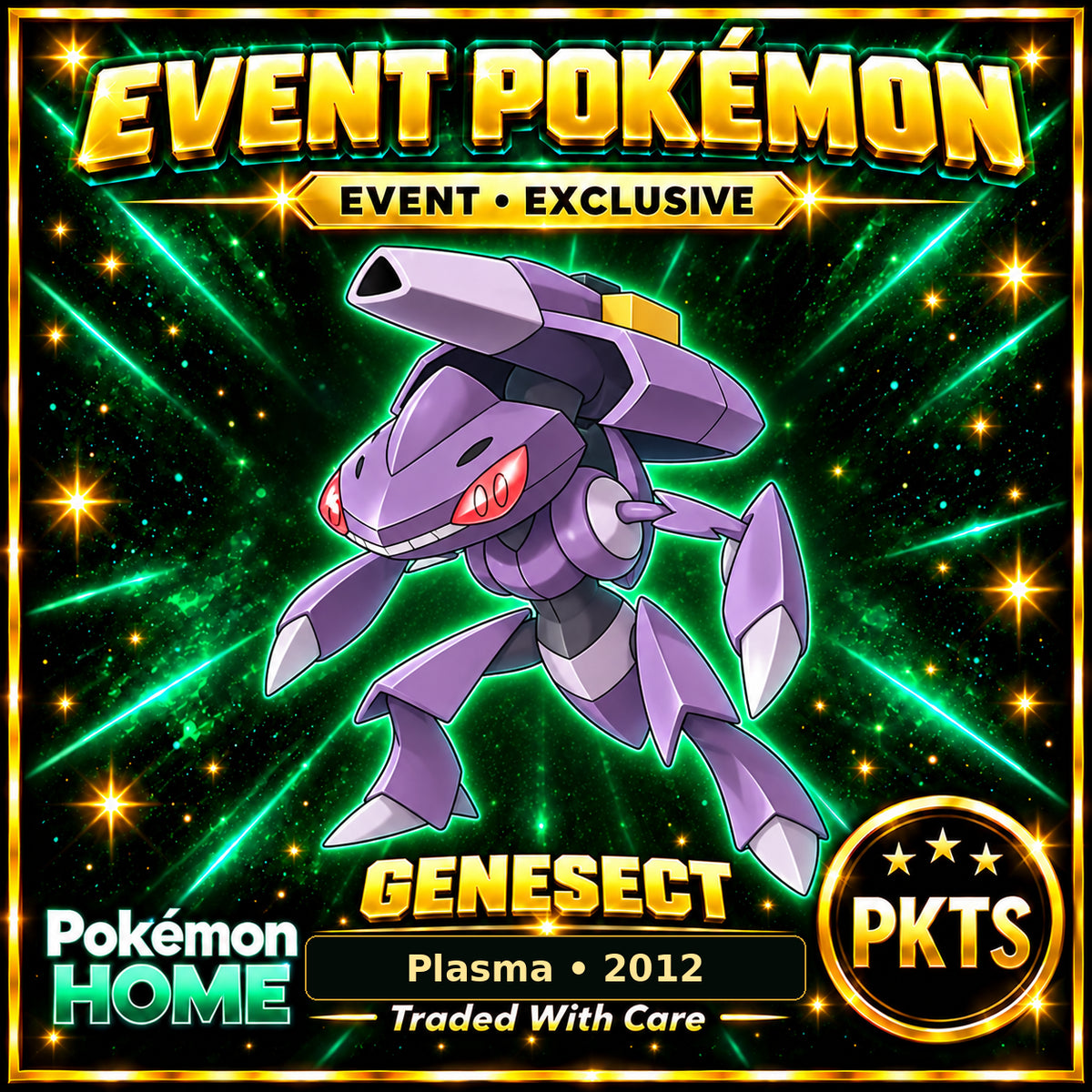 AI-generated illustration of non-shiny Genesect — Plasma • 2012. PKTS EVENT • EXCLUSIVE.