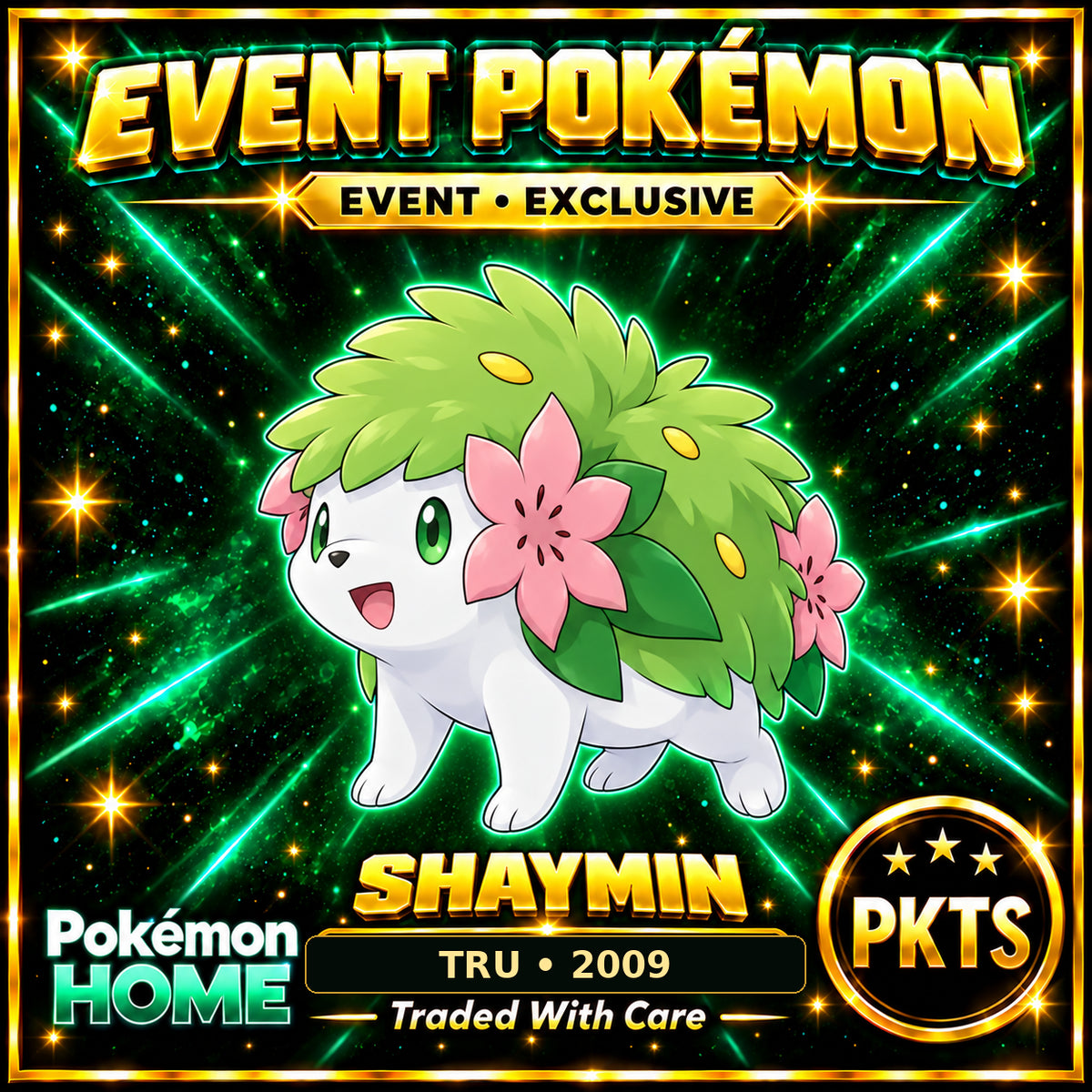 AI-generated illustration of non-shiny Shaymin — TRU • 2009. PKTS EVENT • EXCLUSIVE.