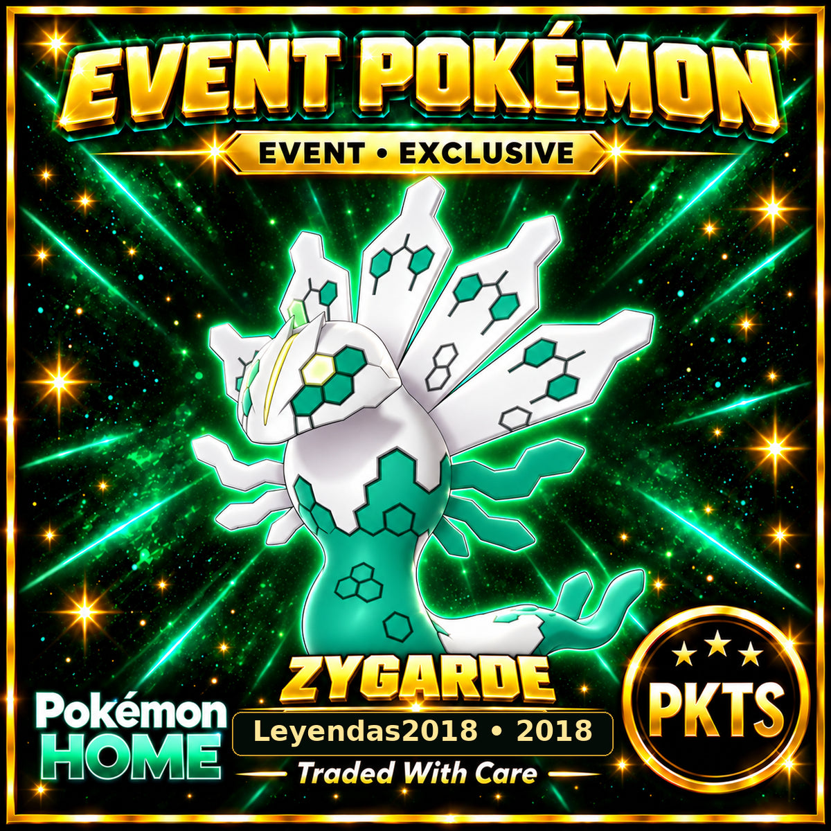 AI-generated illustration of shiny Zygarde — Leyendas2018 • 2018. PKTS EVENT • EXCLUSIVE.