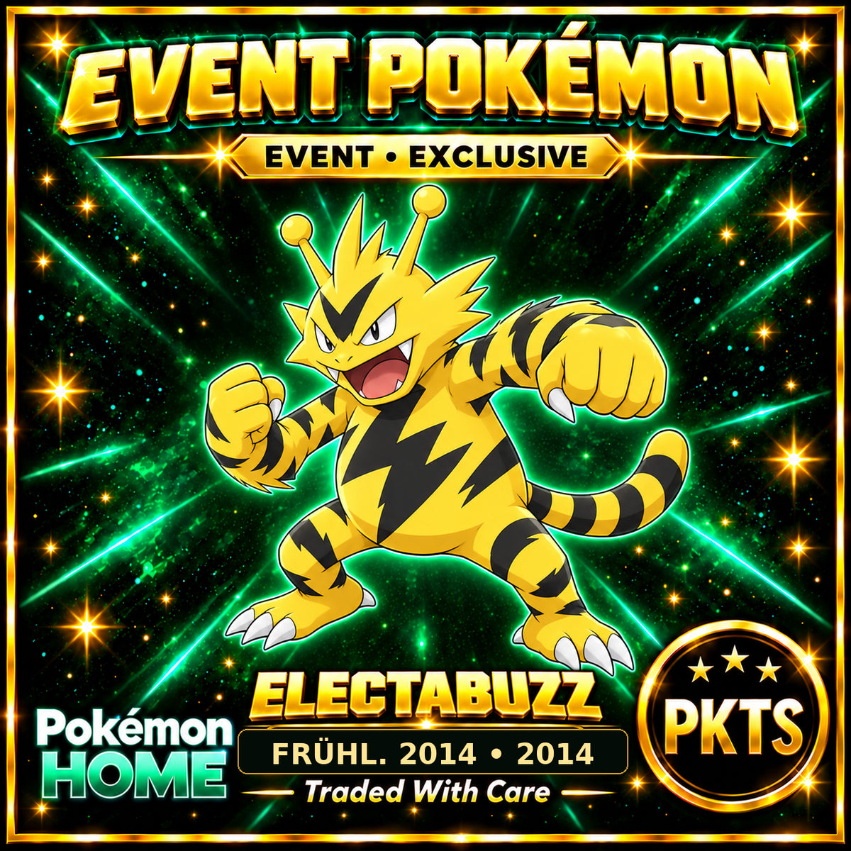 AI-generated illustration of non-shiny Electabuzz — FRÜHL. 2014 • 2014. PKTS EVENT • EXCLUSIVE.