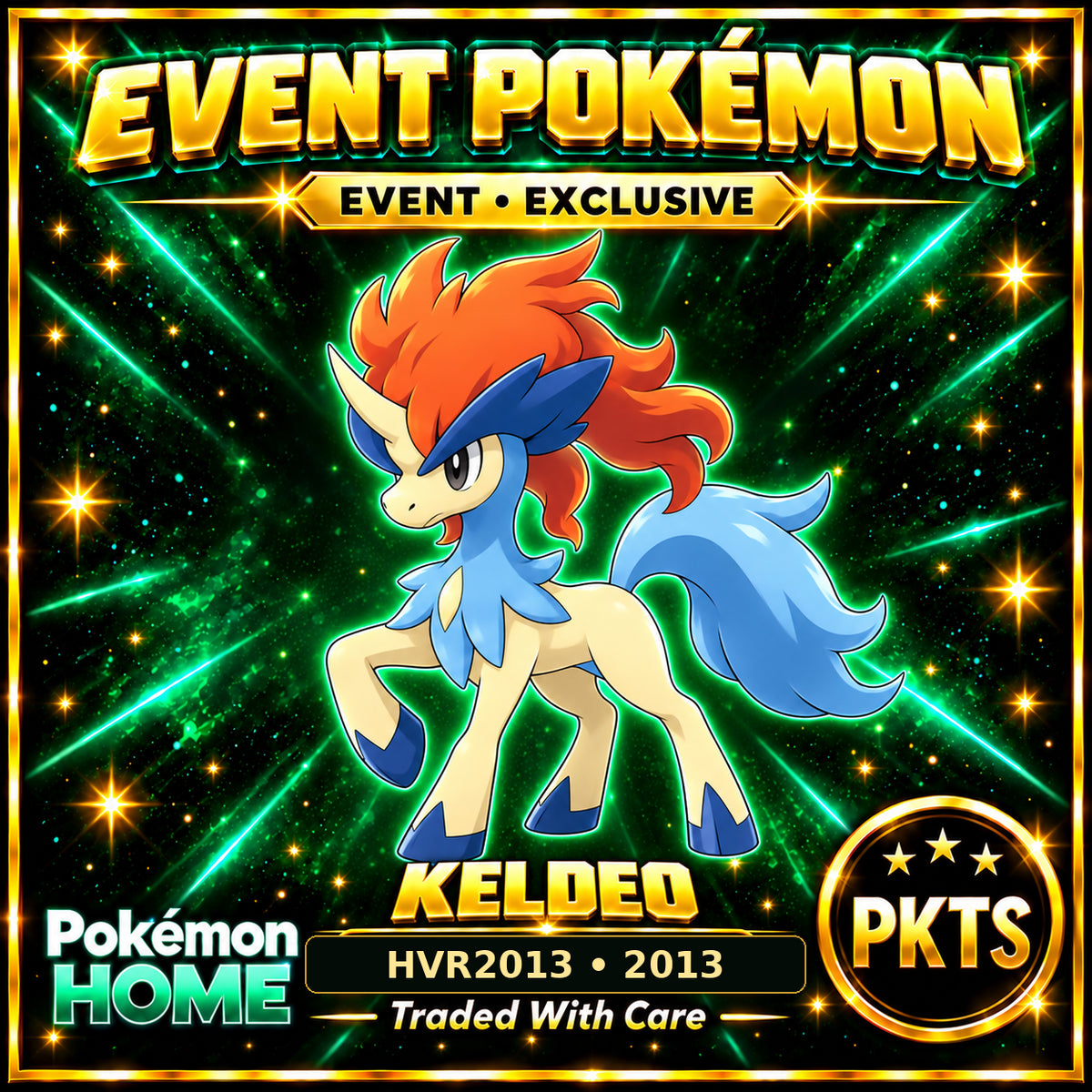 AI-generated illustration of non-shiny Keldeo — HVR2013 • 2013. PKTS EVENT • EXCLUSIVE.